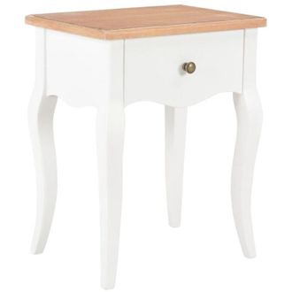 vidaXL Mesita De Noche Madera Maciza De Pino Blanco Marr&oacute;n 40x30x50 Cm Vidaxl
