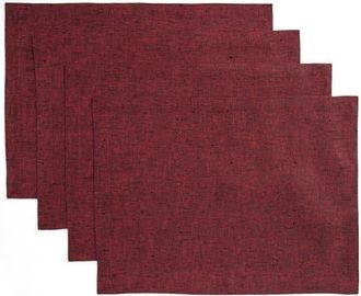 Solino Home Linen Placemats Set of 4, 14 x 19 Inch for Dining Table, Holiday and Everyday Table Decor - Athena in Red Garnet at Nordstrom, Size Medium