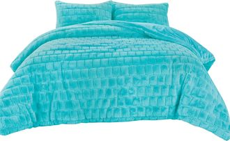 Elegant Comfort Ultra Soft Fluffy 3-Piece Faux Rabbit Fur Comforter Set All Season Warm Down Alternative