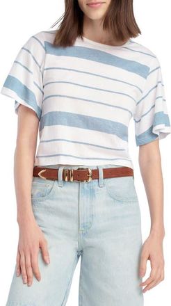 Favorite Daughter The Joanne Stripe Cotton & Linen T-Shirt in Sea Blue Stripe at Nordstrom, Size X-Large