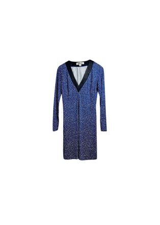 Diane Von F&uuml;rstenberg blue & white printed jersey dress Size S