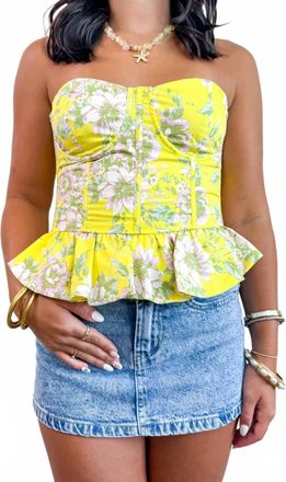 Veda Wildflower Kiss Peplum Top In Yellow
