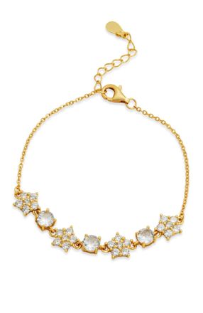 Savvy Cie Jewels GOLD PLATED OVER STERLING SILVER.925 TWINKLING STARS 1/2 BRACELET ON CHAIN