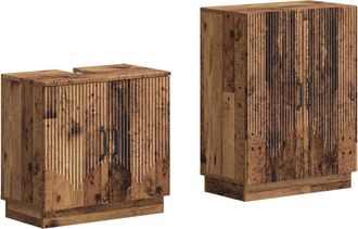 vidaXL Juego De Gabinete De Ba&ntilde;o De 2 Piezas Hoorn Madera Envejecida Vidaxl