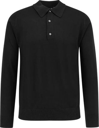Alpha Studio buttoned polo shirt - men - Silk/Cashmere - 50 - Black