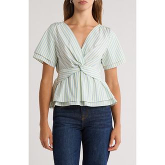 Derek Lam Caspien Front Knot Cotton Top in Electric Multi at Nordstrom Rack, Size 00