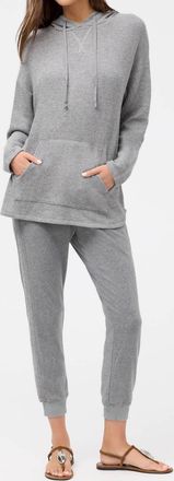 Johnny Was Cozy Contrast Stripe Jogger In Heather Charcoal Essential