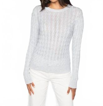 Kinross Cashmere Featherweight Sequin Cable Pullover In Dove