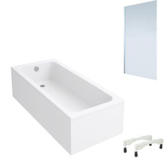 Villeroy & Boch Ba&ntilde;era Recta Villeroy & Boch Architectura Con Patas Acr&iacute;lica 140 X 70 Cm + Mampara De Ba&ntilde;era Izquierda Aurys Mist 1 Cromada
