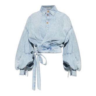 Zimmermann Denim Shirts, female, Blue, Size: 4XS Rebellion Denim Wrap Top