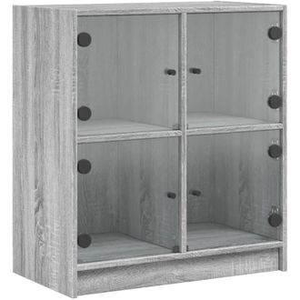 vidaXL Mobile con Ante in Vetro Grigio Sonoma 68x37x75,5 cm - Vidaxl
