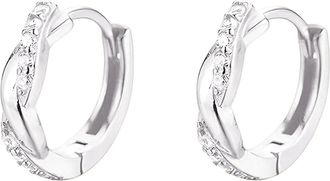 Generic 925 Sterling Silver Huggie Earrings,Hoop Earrings For Women Small,Titanium Helix Earring,Hypoallergenic Cubic Zirconia Huggie Earrings,Lightweight Sta