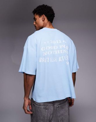 Good For Nothing T-shirt oversize azzurra con stampa sul retro-Blu