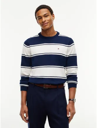 Tommy Hilfiger Mens Rugby Stripe Crewneck Sweater - Carbon Navy - XXXL
