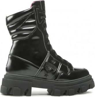 Chiara Ferragni Veterschoenen - Dames - Veterlaarzen - Zwart - 36 EU - Leer - Schoenen