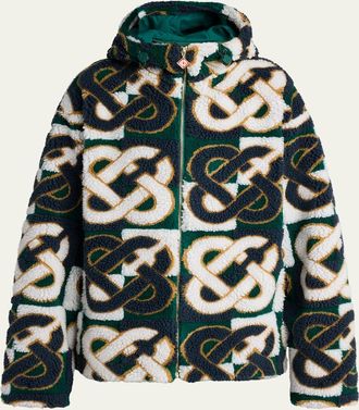 Casablanca Mens Check Monogram Hooded Fleece Jacket