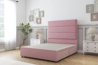 Sloomy Texas Plush Divan Bed Base 2 Drawers Same Side - 54 Headboard in Pink | Size: Single