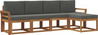 vidaXL Conjunto De Sof&aacute;s De Exterior 5 Uds. Natural Y Antracita Vidaxl