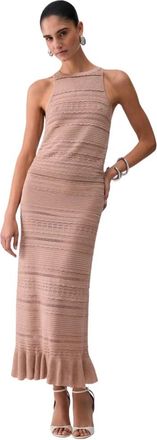 Liu Jo Kleedjes, Dames, Roze, M, Polyester, Openwork Flounced Midi Skirt