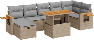 vidaXL Juego De Sof&aacute;s Jard&iacute;n Con Cojines 5 Pzas Rat&aacute;n Sint&eacute;tico Beige Vidaxl