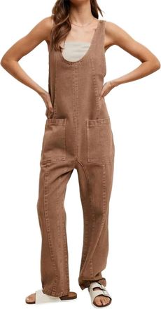 Wishlist Cotton Denim Overall In Mocha
