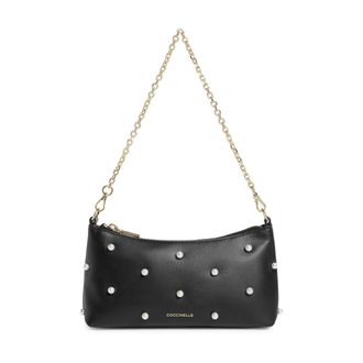 Coccinelle Shoulder Bags, female, Black, Size: ONE SIZE Pearl-detail Chain-strap Shoulder Bag