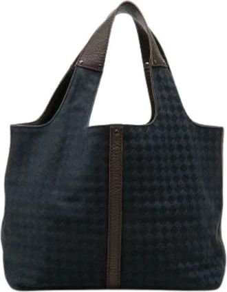 Bottega Veneta Pre-owned Woven Canvas Tote - Dames - Vintage Shopper - Blauw - ONE Size - Leer - Vintage