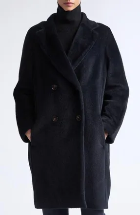 Max Mara Roseto Alpaca & Wool Coat in Midnight Blue at Nordstrom, Size 16