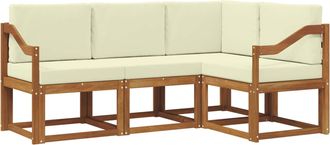 vidaXL Conjunto De Sof&aacute;s De Exterior 4 Uds. Natural Y Crema Vidaxl