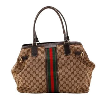 Gucci Pre-owned Handbags, female, Brown, Size: ONE SIZE Pre-owned Le Tote Web