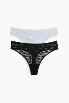 H&M 2er-Pack Tangas - Schwarz