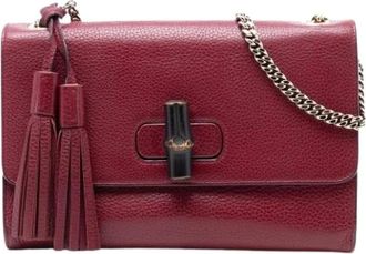 Gucci Pre-owned Cross Body Bags, female, Red, Size: ONE SIZE Pre-owned Bamboo Twist Lock Crossbody Bag