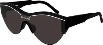 Balenciaga BB0004S001 Shield Semi-Rim Sunglasses - Black