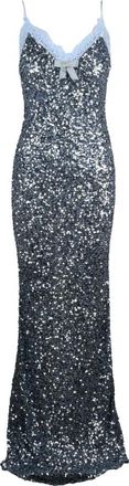 Elisabetta Franchi Abito Lungo Total Paillettes - Dames - Avondkleed - Grijs - M - Polyester - Kleedjes
