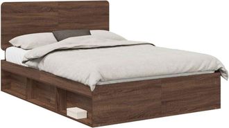 vidaXL Estructura De Cama Con Cabecera Roble Marr&oacute;n 140 X 200 Cm Vidaxl