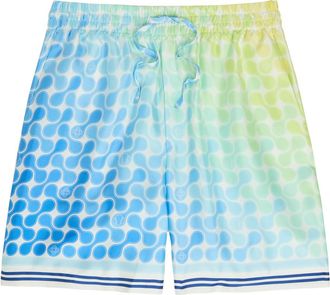 Casablanca Casablanca Tennis Tile Patterned Silk Shorts - Blue - XL