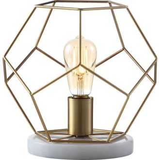Jonathan Y Designs James MidCentury Glam Metal Geometric LED Table Lamp in Brass Gold at Nordstrom