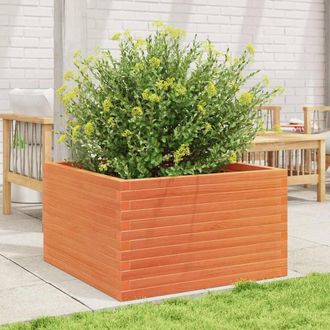 Berkfield Home Decorative Garden Planter Wax Brown 80x80x46 cm Solid Wood Pine | Size: 80 x 80 x 46 cm