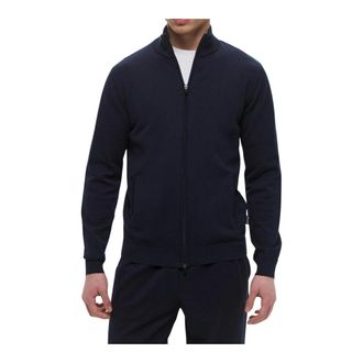 Emporio Armani Zip-throughs, male, Blue, 2XL, Blue Zip-Up Cardigan Jumper