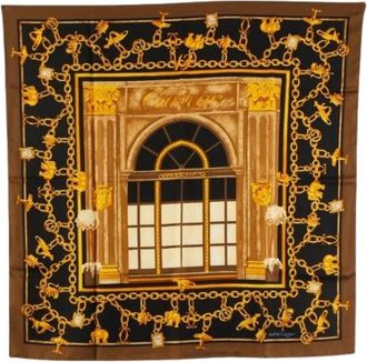 Cartier Pre-owned Scarves, female, Brown, Size: ONE SIZE Pre-owned Silk scarves