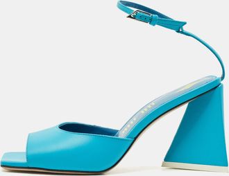 The Attico Blue Leather Piper Ankle Strap Sandals