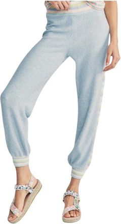 LoveShackFancy Blauwe Joggers met Pastel Strepen - Dames - Sweatpants - Blauw - S - Katoen - Broeken
