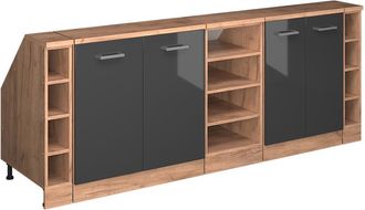 Vicco Armario De Cocina Para Techo Inclinado R-line, Antracita Alto Brillo, 210 Cm Lote De 5 Carcasas De Armario 60 Cm De Profundidad, Vicco