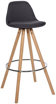 Clp Clp - Taburete De Bar Corbin De Tela Con Base De 4 Patas Redondas Gris Oscuro Natural