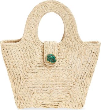Pamela Munson The Petite Lulu Raffia Shoulder Bag in Natural at Nordstrom