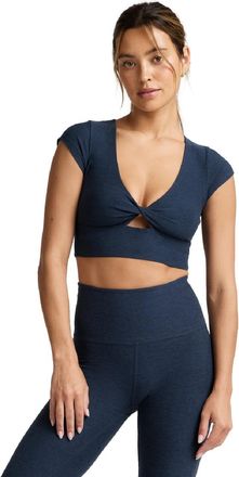 Beyond Yoga Womens Spacedye Front Twist Crop Top Blue XS