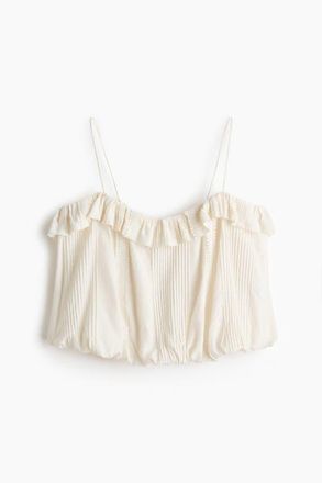 H&M Bubble-hem Strappy Top in Cream at Nordstrom, Size X-Large