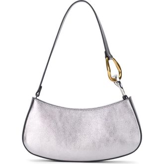 Staud Ollie Leather Shoulder Bag in Pewter at Nordstrom