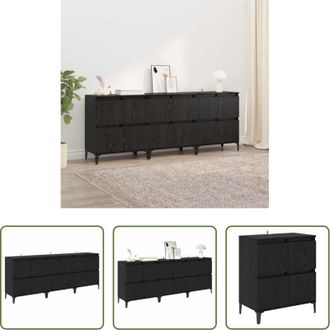 vidaXL Mobile da sala - Sideboards 3 pcs Rovere Nero 60 x 35 x 70 cm Legno multistrato
