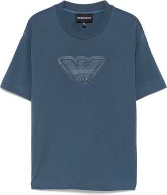 Emporio Armani logo-appliqué T-shirt - kids - Cotton - 10 yrs - Blue